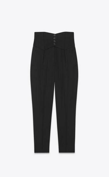 Pants with a button waist in Saint Laurent grain de poudre